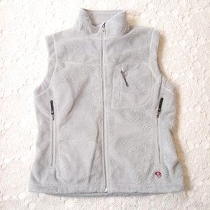 Mountain HardWear Vest Gray Plush Fleece Embossed Full Zip Pockets Large Women